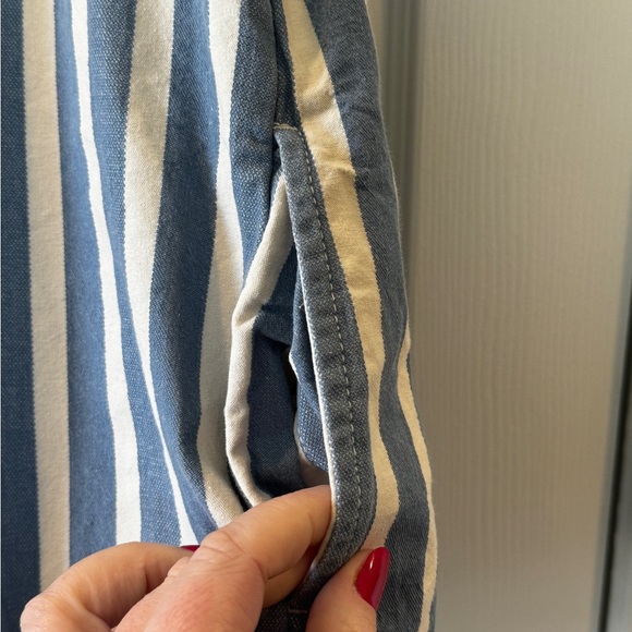 Zara Blue & White Striped Short Overalls Romper size XS - Picture 4 of 6